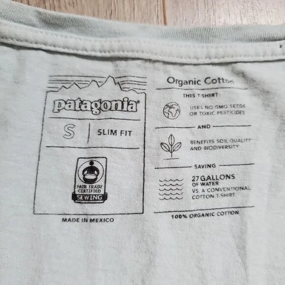 Patagonia Shirt Womens Small Organic Cotton Bear Logo Short Sleeve Scoop Slim - Picture 3 of 6